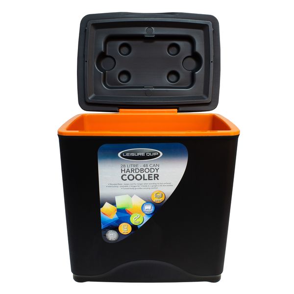 Leisure Quip Hard Body Cooler Box Black+ Orange Inner- Capacity 28L/48 Cans