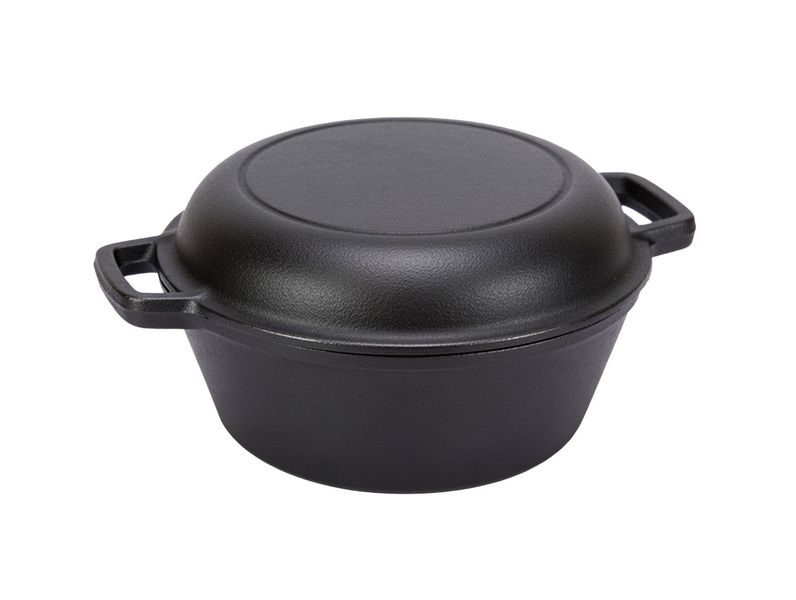 26cm Cast Iron Pot with Lid - Dual-Purpose Casserole Dutch Oven - Induction