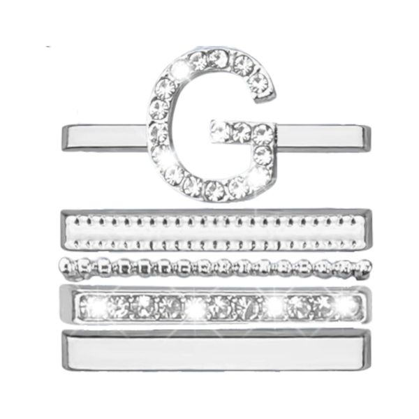 Stainless Steel Watch Band Ring Charms With Letter D - Silver