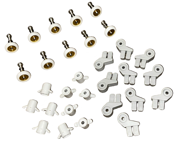 Shower Door Brackets, Rollers with Screws &amp; Spacers Combo 8