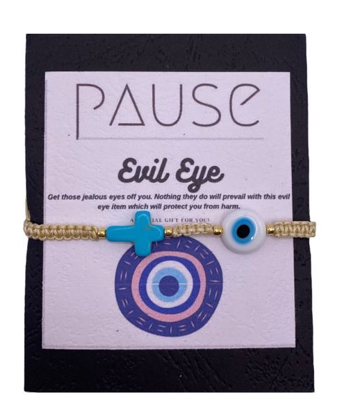 Pause Evil Eye Cross Bracelet