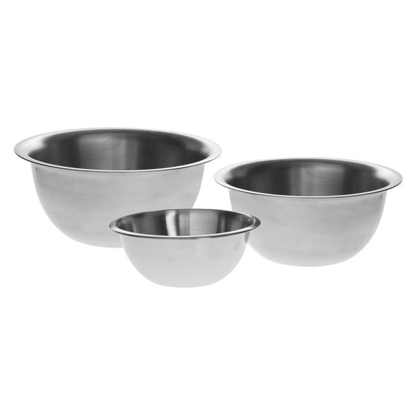5five Stainless Steel Mixing Bowls 3Piece Set - 1Litre - 2Litre and 3.3Litre