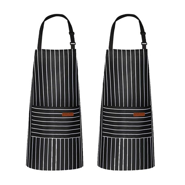 2 Pack Kitchen Aprons, Adjustable Bib Apron for Cooking with 2 Pockets