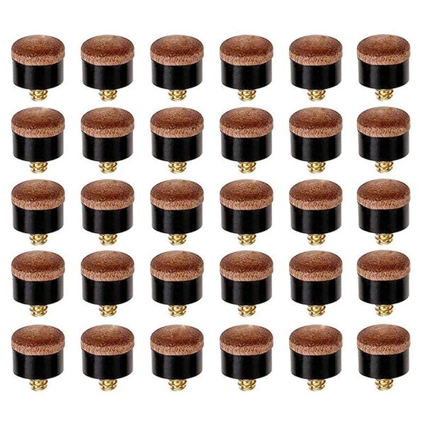30 Pcs Billiard Pool Cue Stick Screw-On Tips 12Mm For Cues &amp; Snooker
