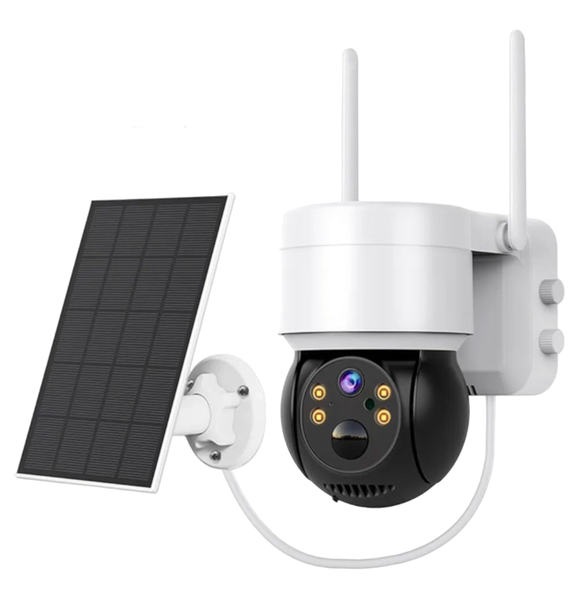 Solar Powered Surveillance Camera With PIR Human Detection - White