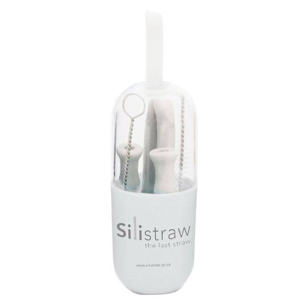 Silistraw Silicone Easy Storage Reusable Straw with Holder and Brush -Navy