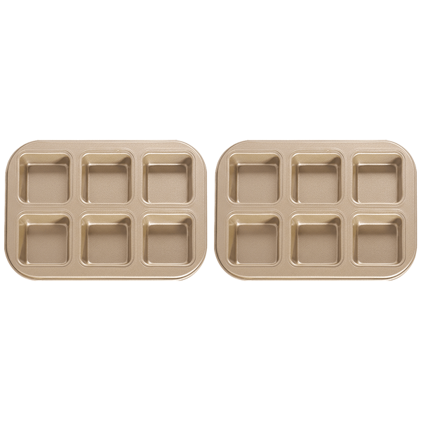 Square Cake Mould Set - Gold - 2 Pack