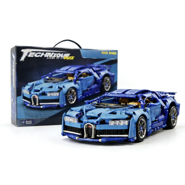 BUGATTI 1:14 Blue Racing Supercar Building Blocks Set - 1408 Pieces