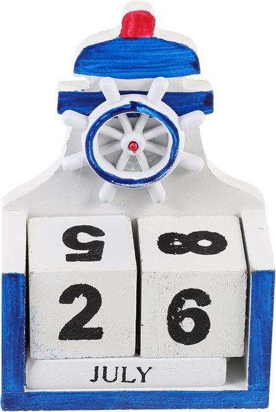 Perpetual Desk Calendar Wooden Block Small Size Home Office Decorative