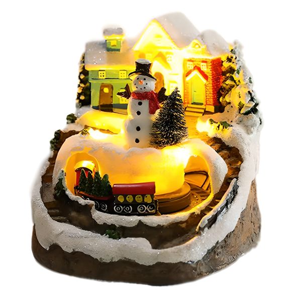 Snowman Christmas rotating resin luminous music box decorative item