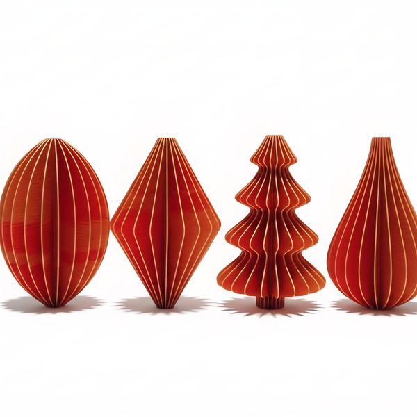 Gold &amp; Red Christmas Tree Decorations - Sphere, Drop, Tree &amp; Diamond