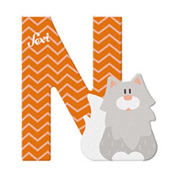 Sevi Wooden Letter N Norwegian Forest Cat 10cm