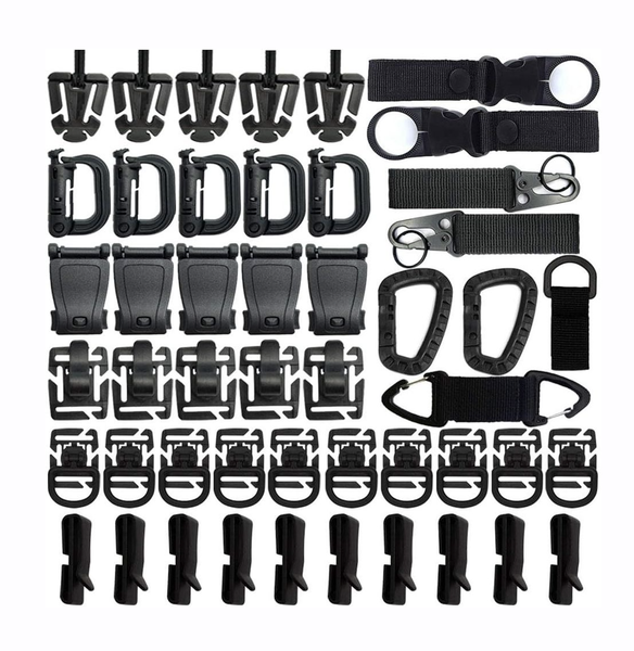 Camping Tool 48-Piece Tactical Toggle Clip Keychain Carabiner Set Accessories