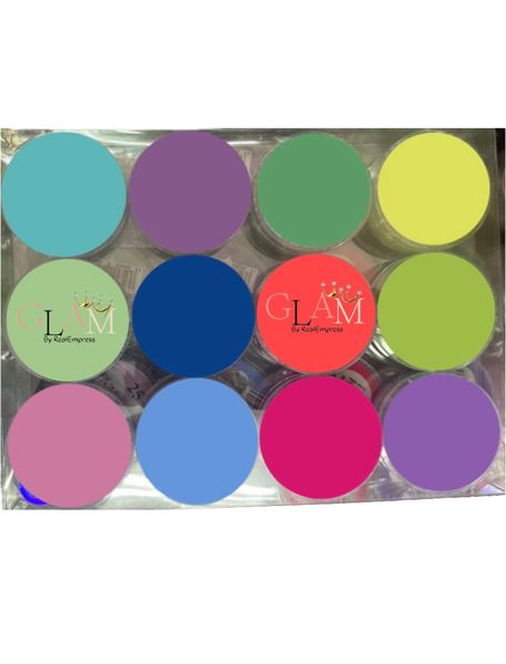 GLAM's 12 Piece Neon Colours Acrylic Powder For Nail Extensions
