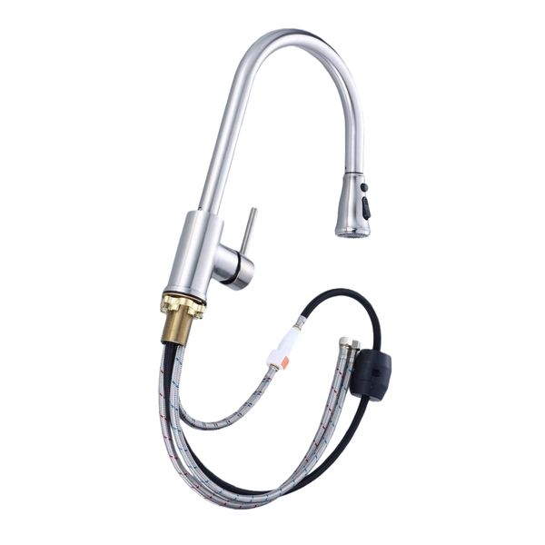 Pull Down Sprayer Sink Mixers Kitchen Faucets Lead-Free Solid Brass Taps