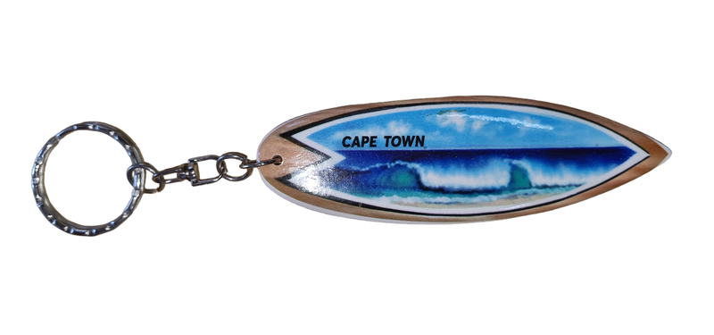 Keyring Wooden Surfboard - Cape Town Wave 10cm