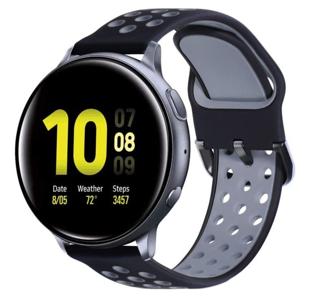Nike Style Sports Band Watch Strap 22mm for Samsung / Huawei - Black &amp; Grey