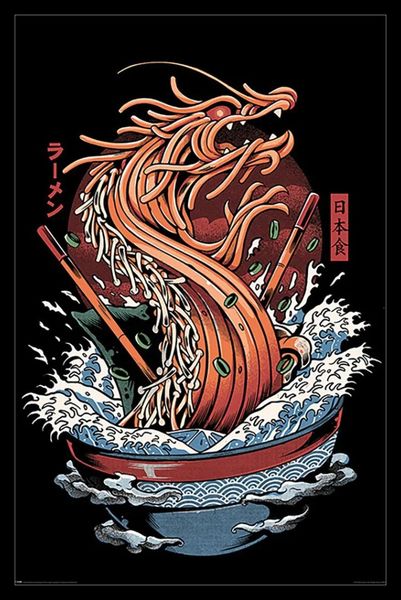 Ilustrata (Dragon Ramen) Poster with Black Frame