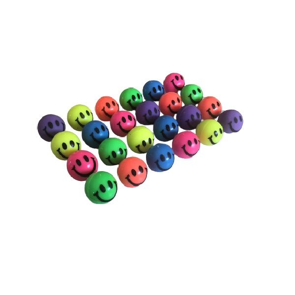 Funny Smiley Bouncing Balls (Set of 48) Assorted Colours (2cm)