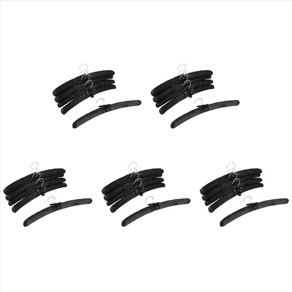 17 Inch Large Satin Padded Hangers Silk Hangers Blouse (Black 5 Pack)