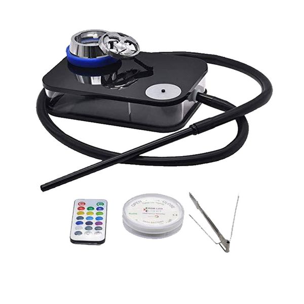 Hookah Shisha Hot Box - Changeable LED Lights - Tong - Pipes &amp; Remote