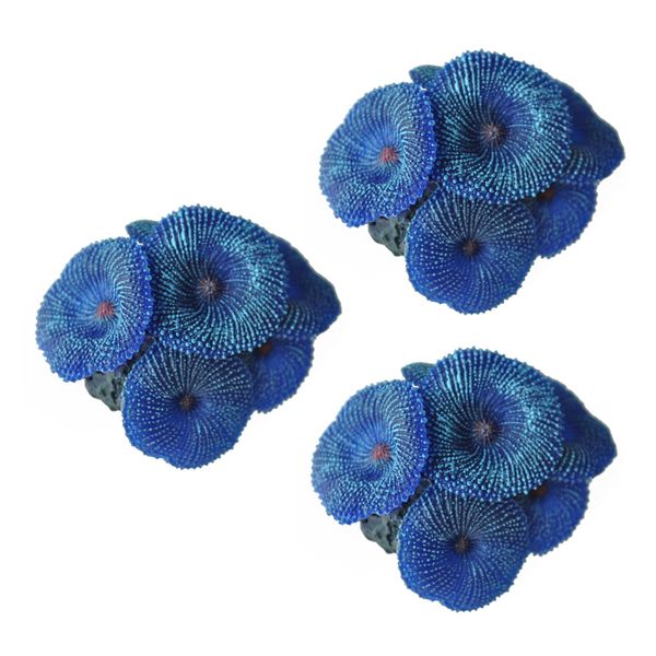 3X Aquarium Plant Artificial Coral Blue