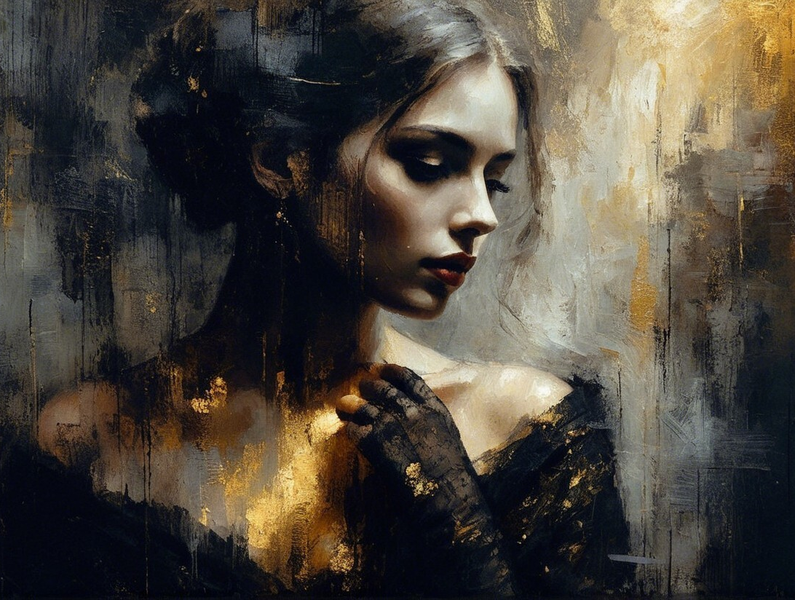 Modern Canvas Wall Art Home Decor - Black &amp; Gold Beauty