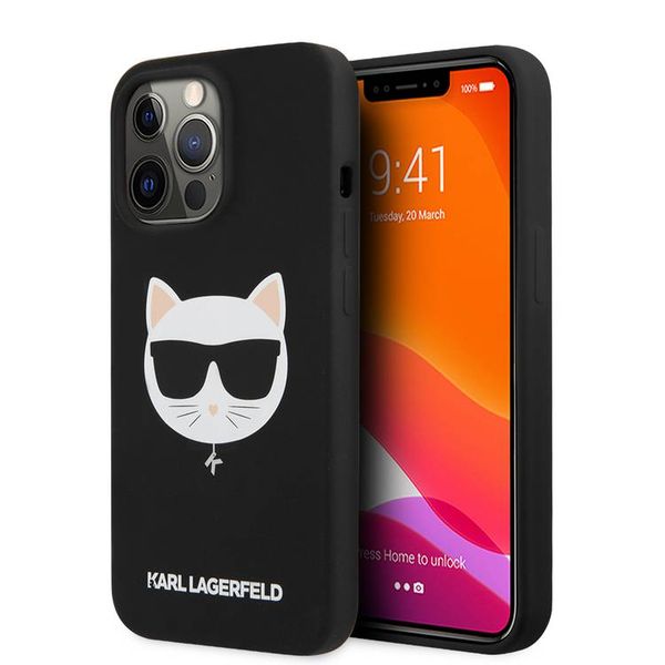 Karl Lagerfeld Liquid Silicone Case Choupette Head for iPhone 13 Pro