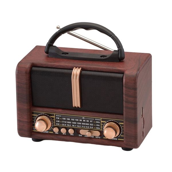 Retro Style Wooden Radio Speaker with USB, TF, and MP3 Support - NS-8107BT