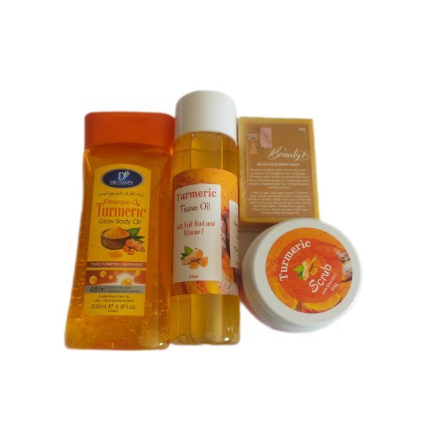 Tumeric Combo - Dr Davey Glow Body Oil, Kojic Acid Soap, Tissue Oil &amp; Scrub