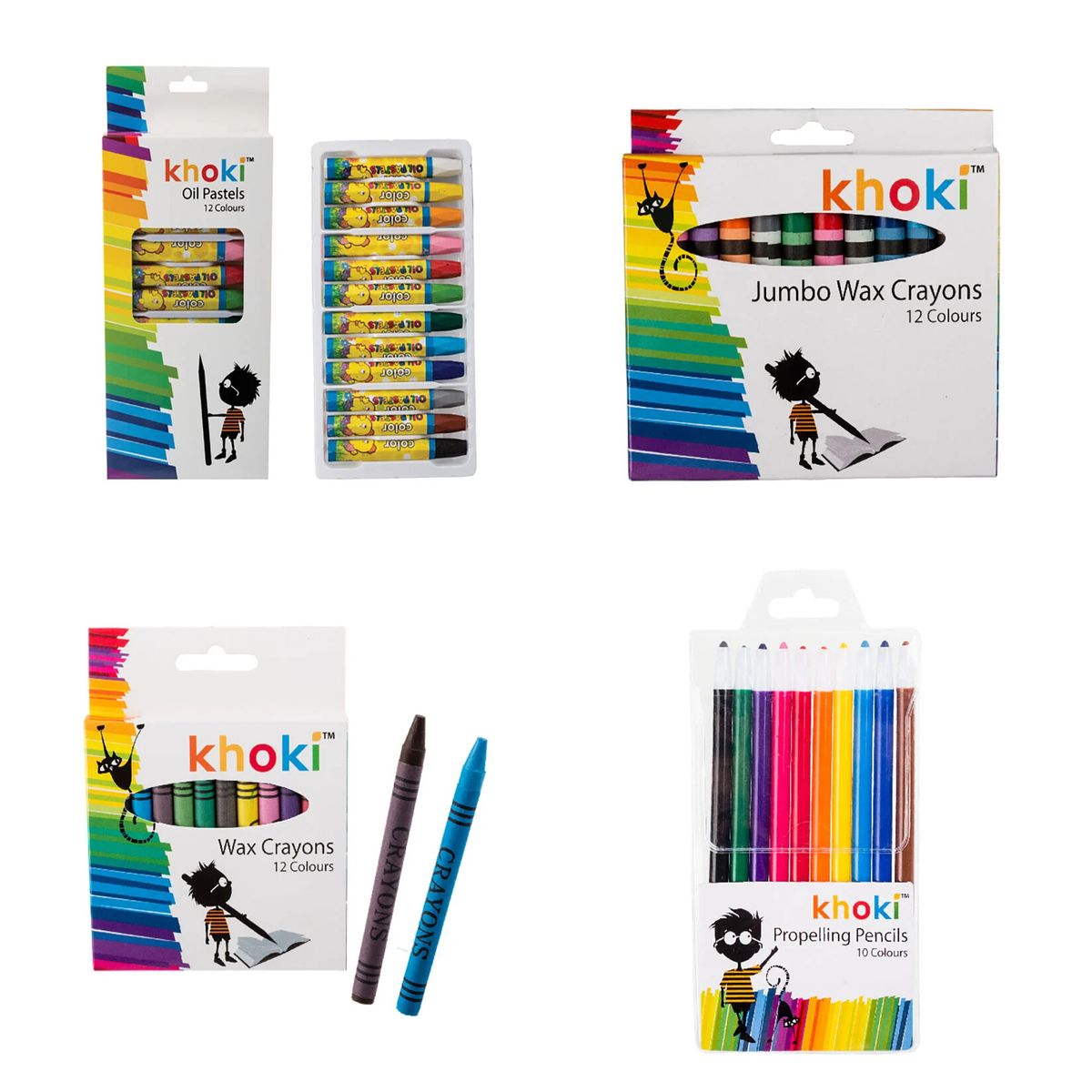 Oil Pastels, Wax Crayons 12pce, Jumbo Crayons, Propelling Pencils