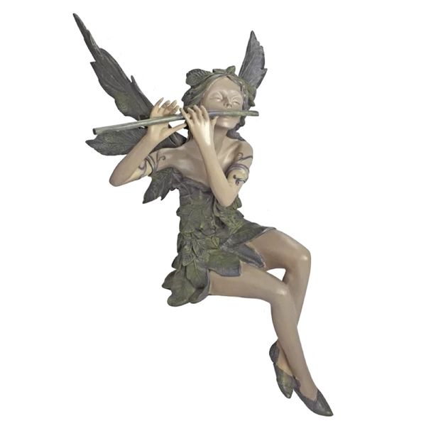 Garden Fairy Flute Flower Angel Sitting Ornament For Home Decoration - 20cm
