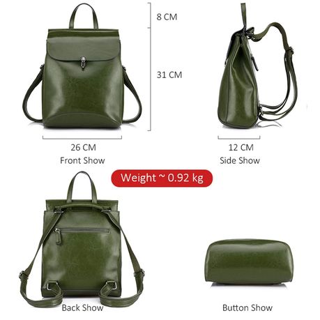 Green leather backpack womens sale