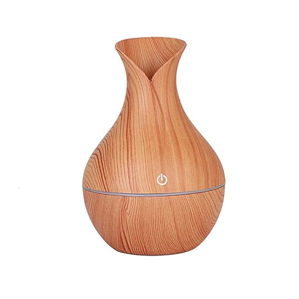 7 Colors Essential Oil Diffuser Humidifier Wood Grain Vase
