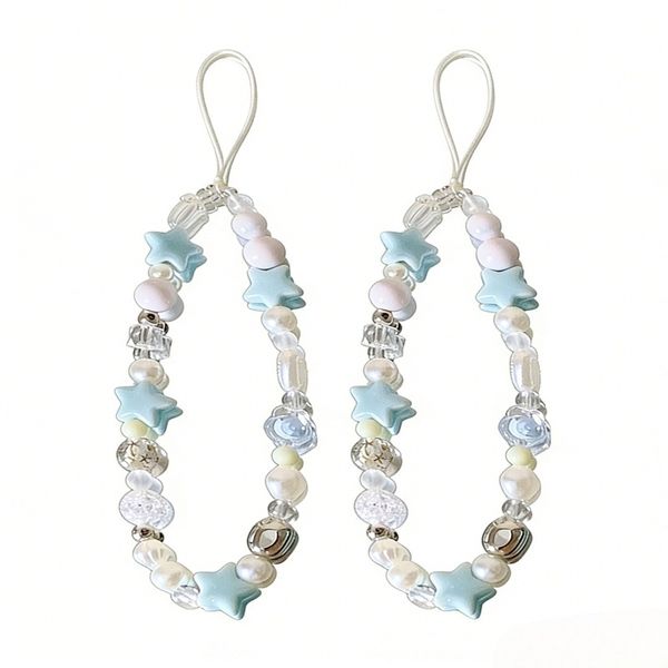 2 Pcs Pearl Beads Phone Chain Lanyard Compatible with iPhone Samsung