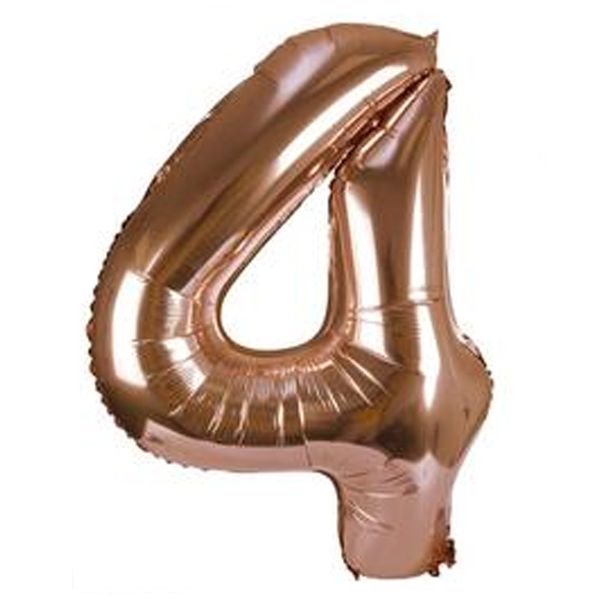 Balloon Number '4' Helium Foil Rose Gold - 102cm