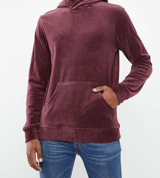 Men's Jack &amp; Jones Jprserge Velvet Hoodie - Burgundy