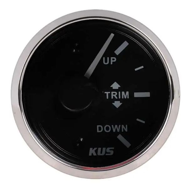 KUS 52mm Trim Gauge for Boats (Black and Silver)