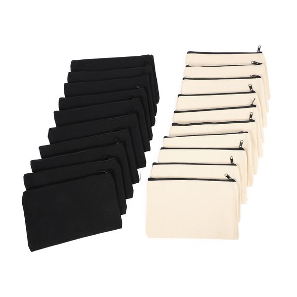 20Pcs Canvas Makeup Bags Zipper Pouch Bags DIY Craft Bags Cosmetic