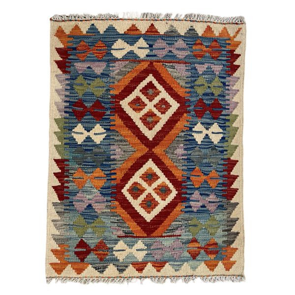 Vibrant Small Size Kilim Rug - 90 x 60 cm