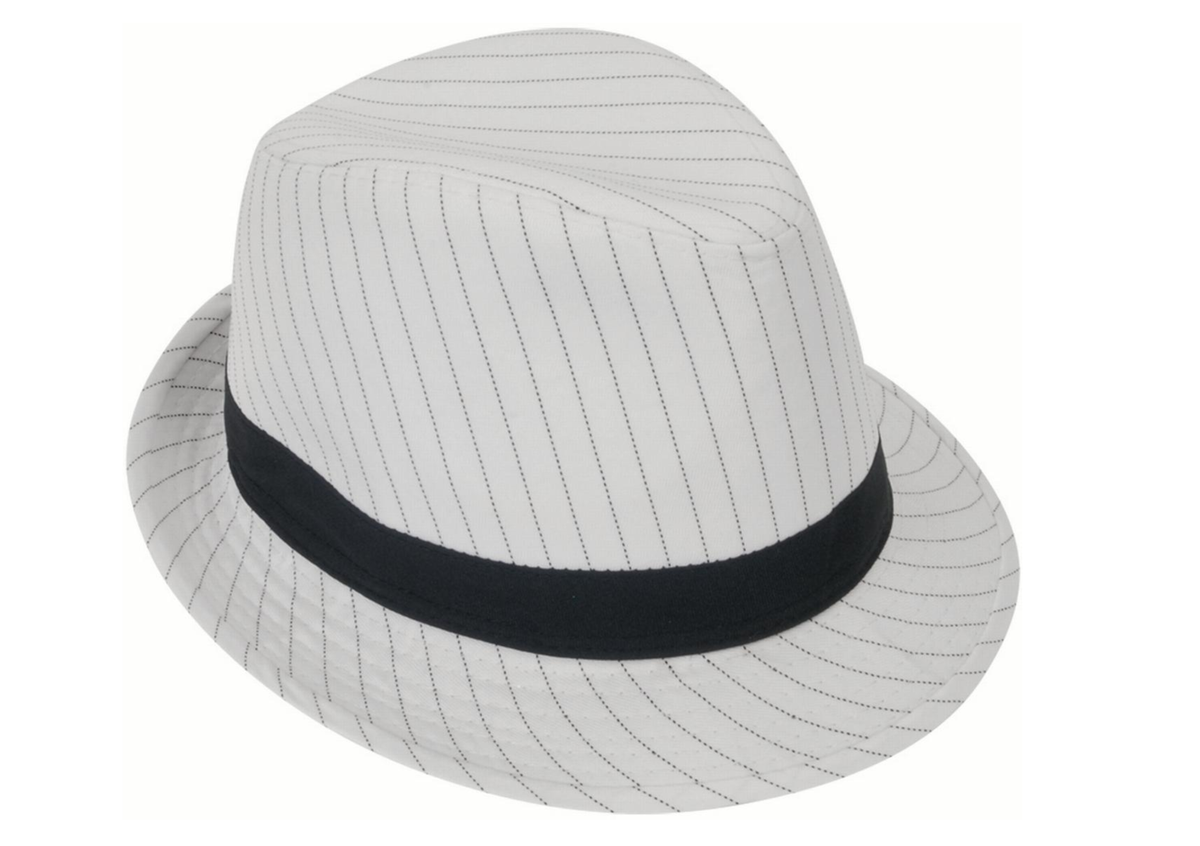 black and white striped fedora