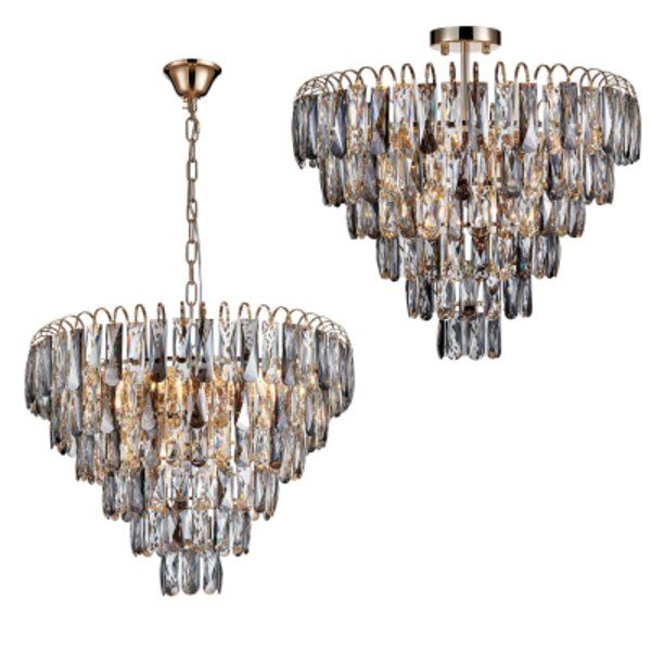 Polished Brass &amp; Crystal Pendant with Dual Mounting Options