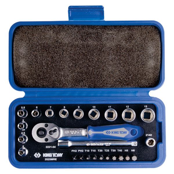 Socket Wrench Set - Metric - 1/4 Inch - 25 Piece - EVA Foam Packing