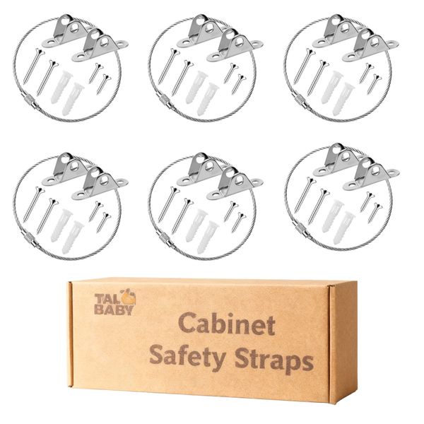 6 Pack Furniture Straps Baby Proofing Metal Anti-Tip Furniture Straps kit