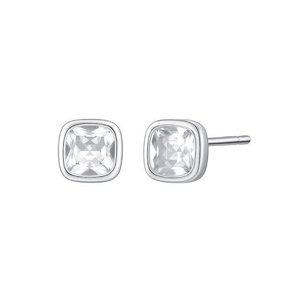 Women's Sterling Silver Cushion-Cut Stud Earrings - Gold-Plated