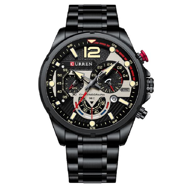 Curren 8395 Men's Business Steel Band Watch Quartz Calendar Six Needle Mult