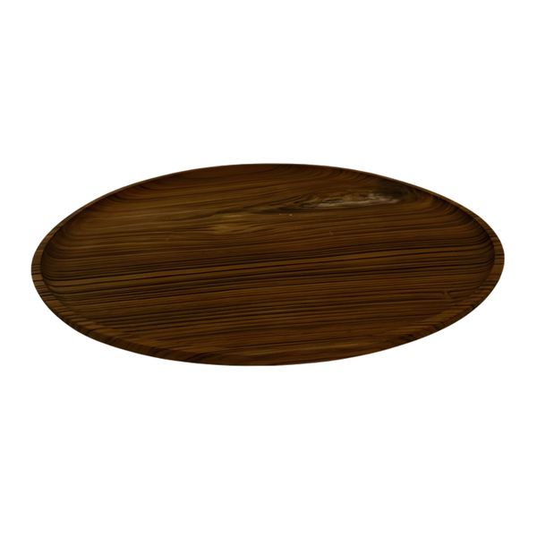 Round Wooden Teak Plate | Dark Finish with Raised Edge 40cm