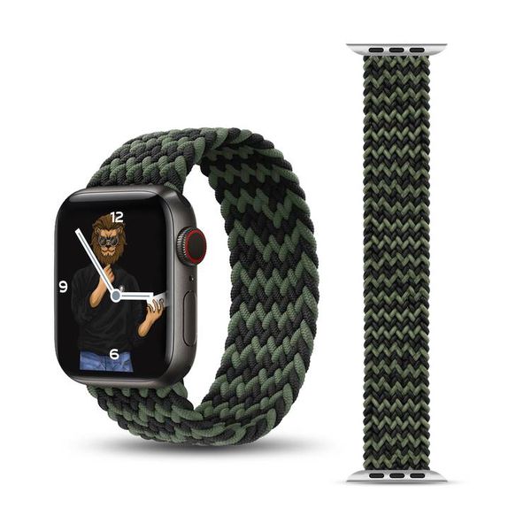 Green Braided Solo Loop Strap - Green &amp; Black 38mm , 40mm
