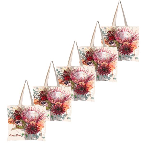 Eco Protea Reusable Canvas Tote Bag - 5 Pack CAN02 - 270GSM, 18L