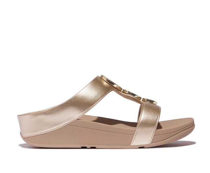 FitFlop Halo Met H-Bar Slides Latte Beige